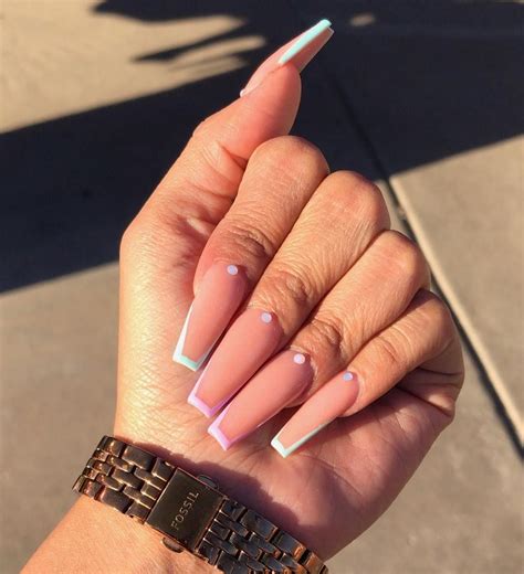 french tip nail ideas coffin